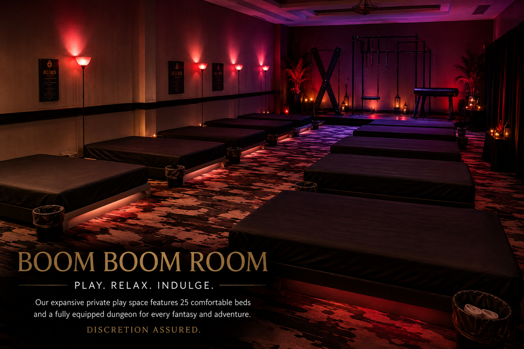 Allures Boom Boom Room private play area with beds and equipment