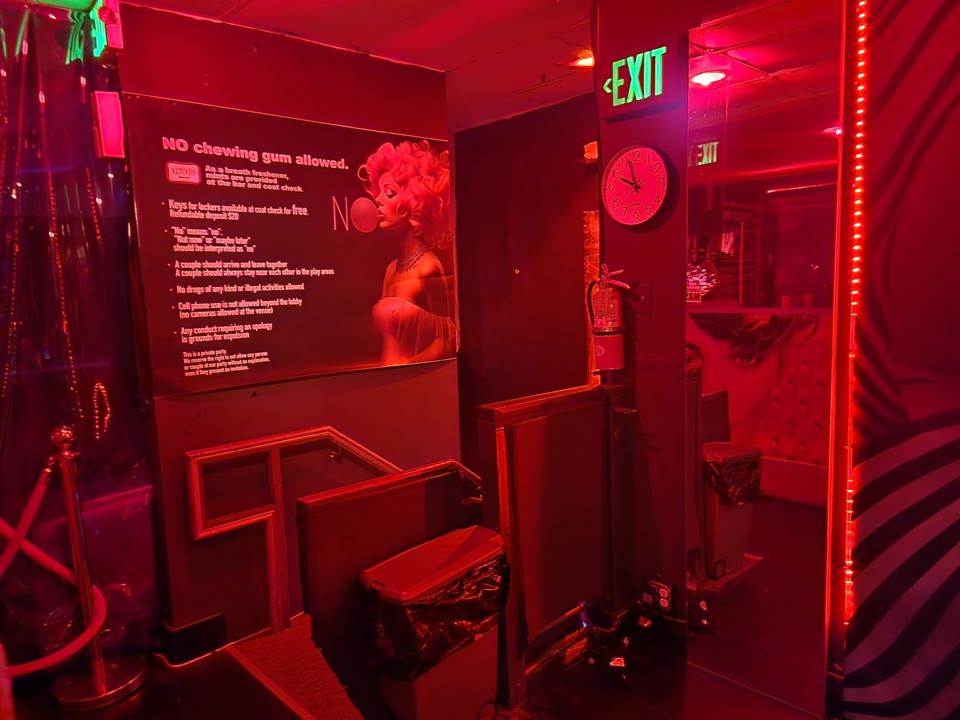 Interior with venue signage and wall decor