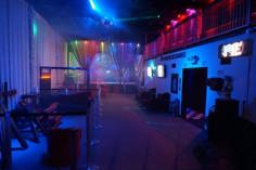 Green-lit interior at Power Exchange private adult club in San Francisco, California