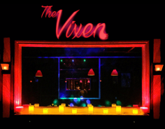 Vixen Club bar and lounge interior with red and blue lighting in Van Nuys, Los Angeles, California