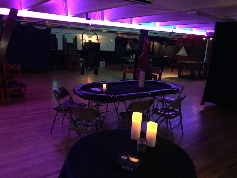 Event and play space with purple lighting
