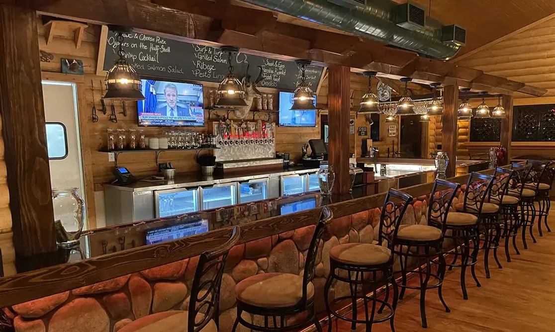 Lodge bar and restaurant interior in Littleton