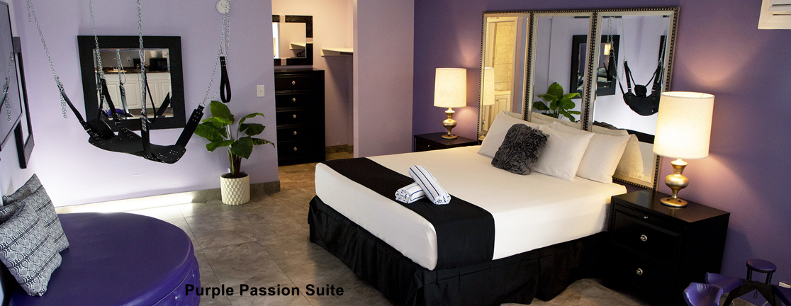 Purple Passion Suite bedroom with purple decor