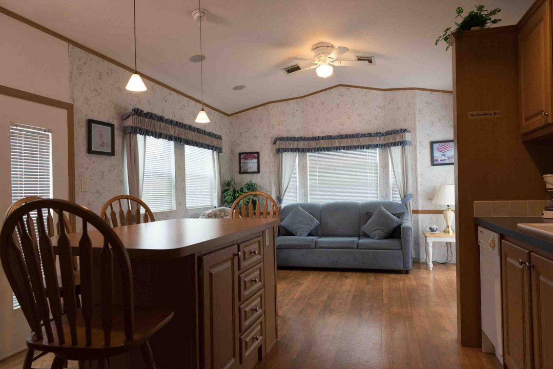 Condo living room and kitchen