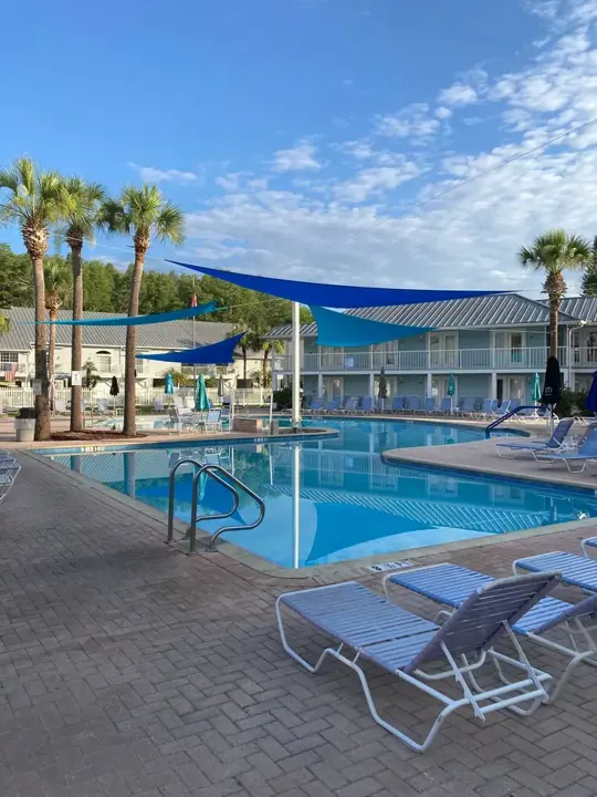 Main swimming pool and surrounding lounge area