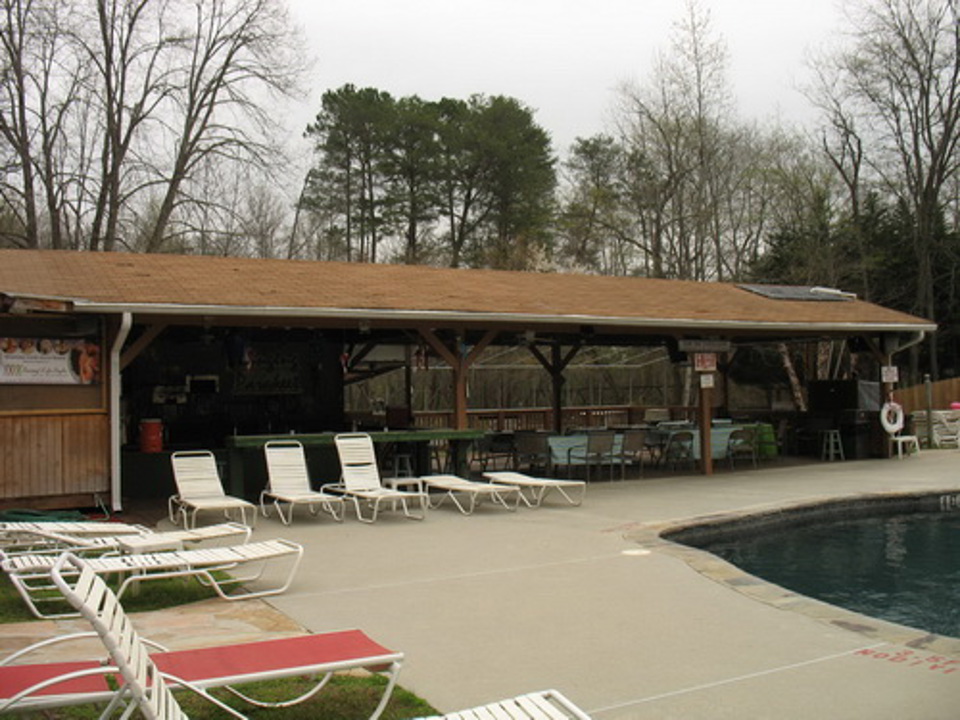 Poolside pavilion and lounge area