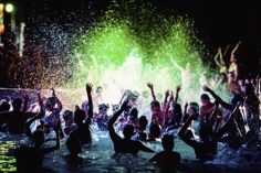 Guests at a foam pool party at The Lux Lifestyle Club in Crete, Illinois
