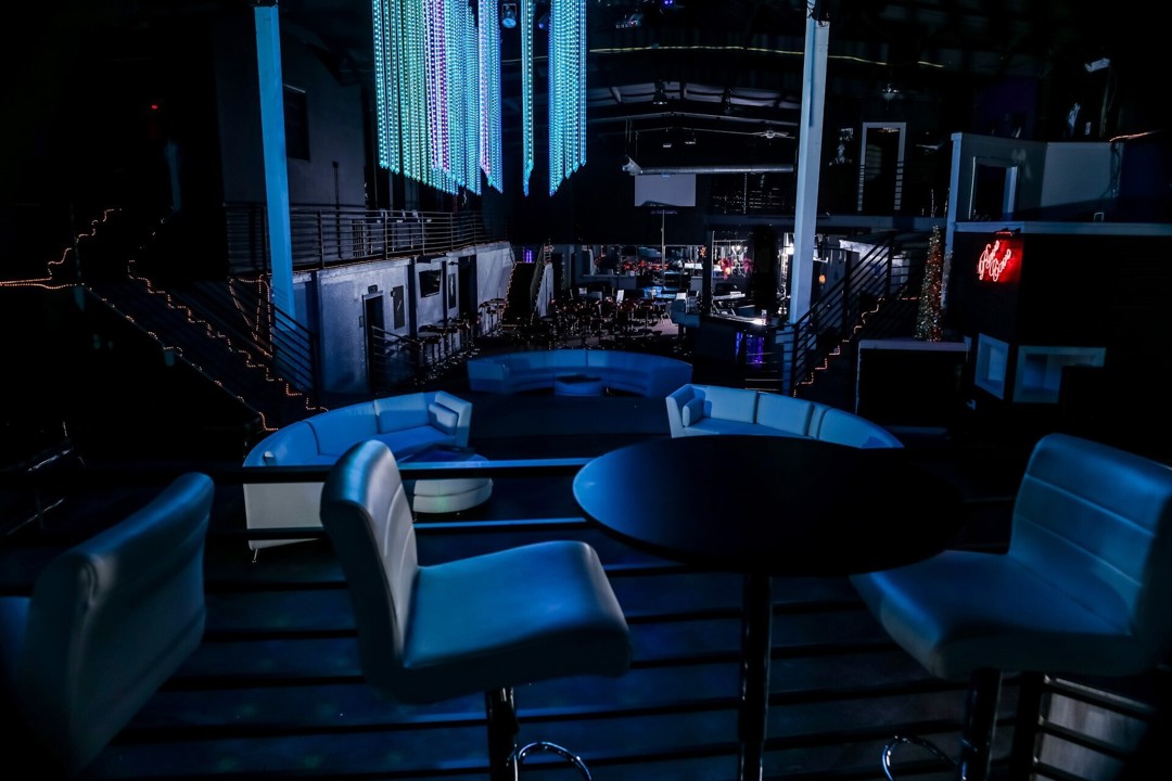 Blue illuminated lounge seating