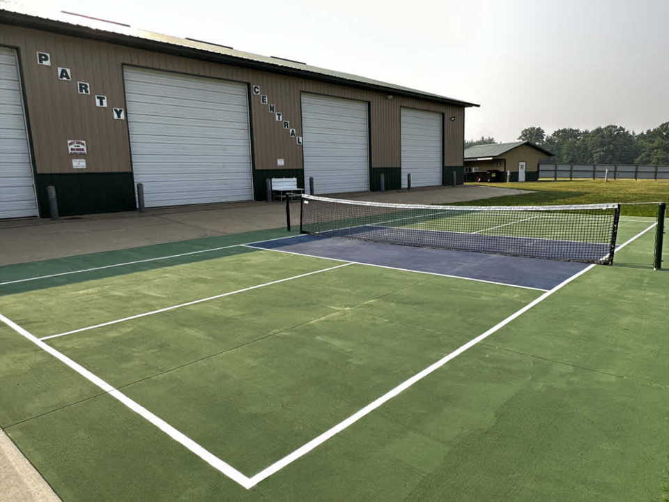 Pickleball court beside Party Central