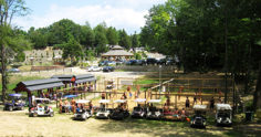 Northaven Resort volleyball courts and wooded grounds in Brooklyn, Michigan