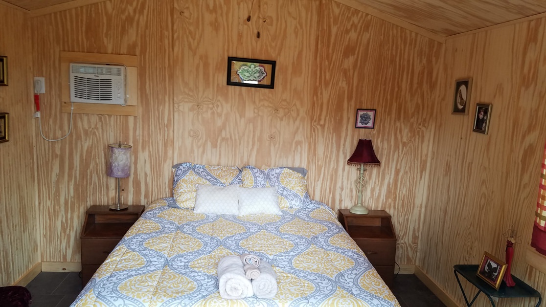 Cabin bedroom with queen bed