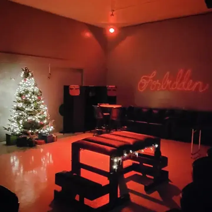 Venue interior with dance pole