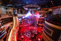 Purrfect LV nightclub interior with dance floor, disco ball and colorful lighting in Las Vegas, Nevada