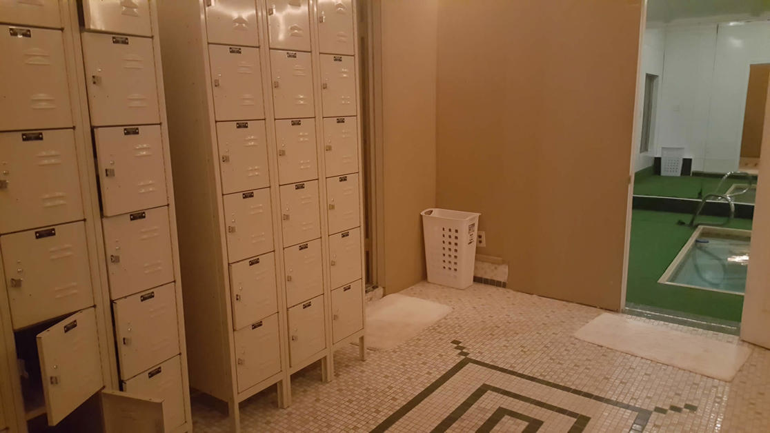 Locker room and indoor spa area