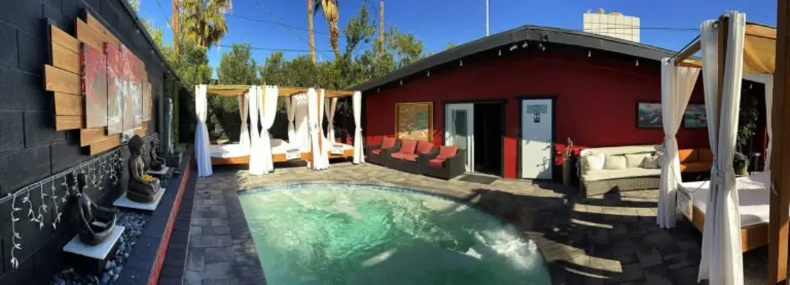 Spa pool and outdoor cabanas
