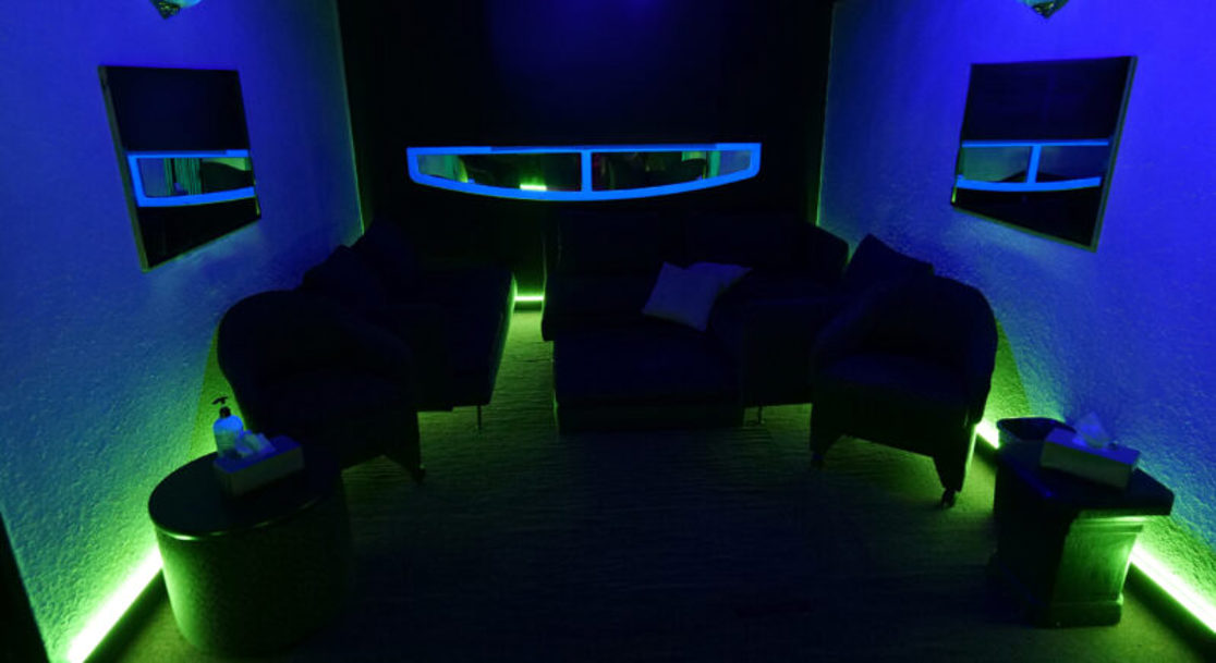 Lounge with illuminated seating