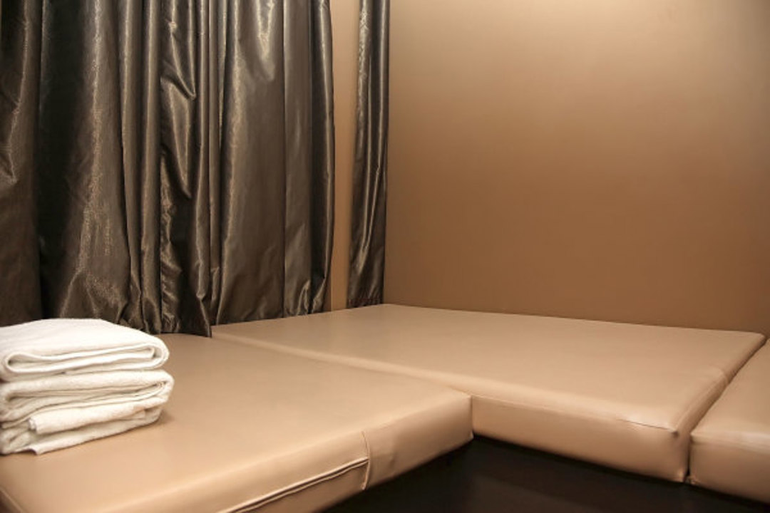 Private play room with padded seating