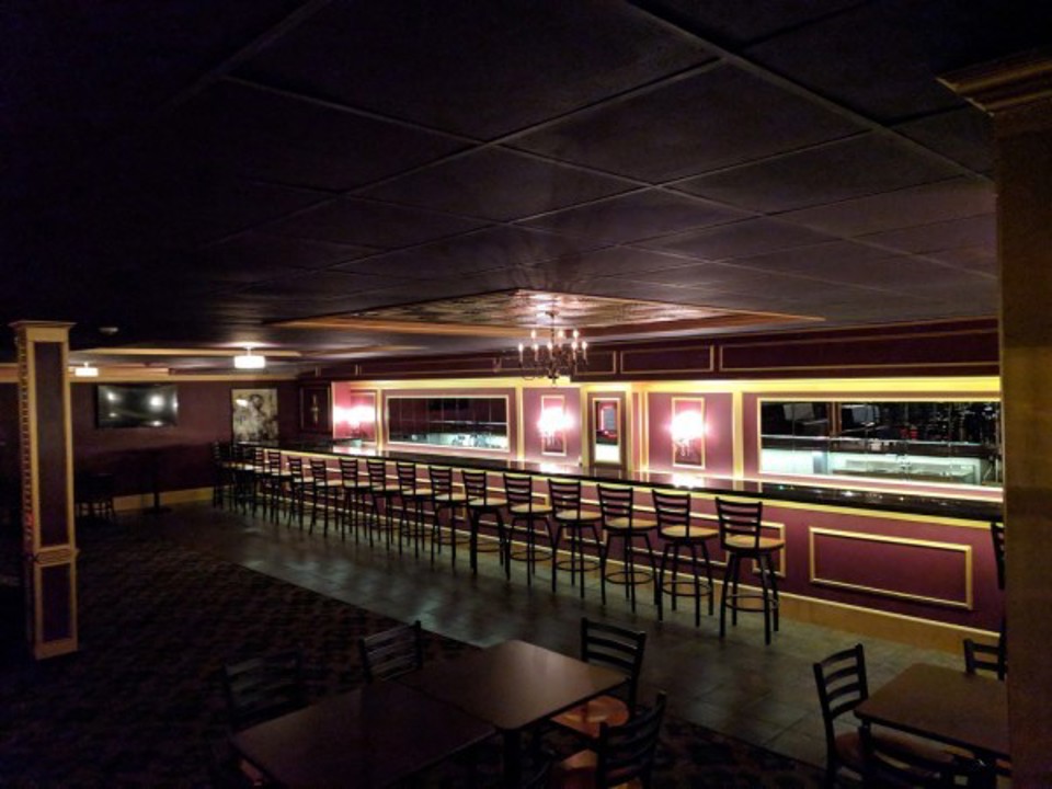 Long bar and seating area