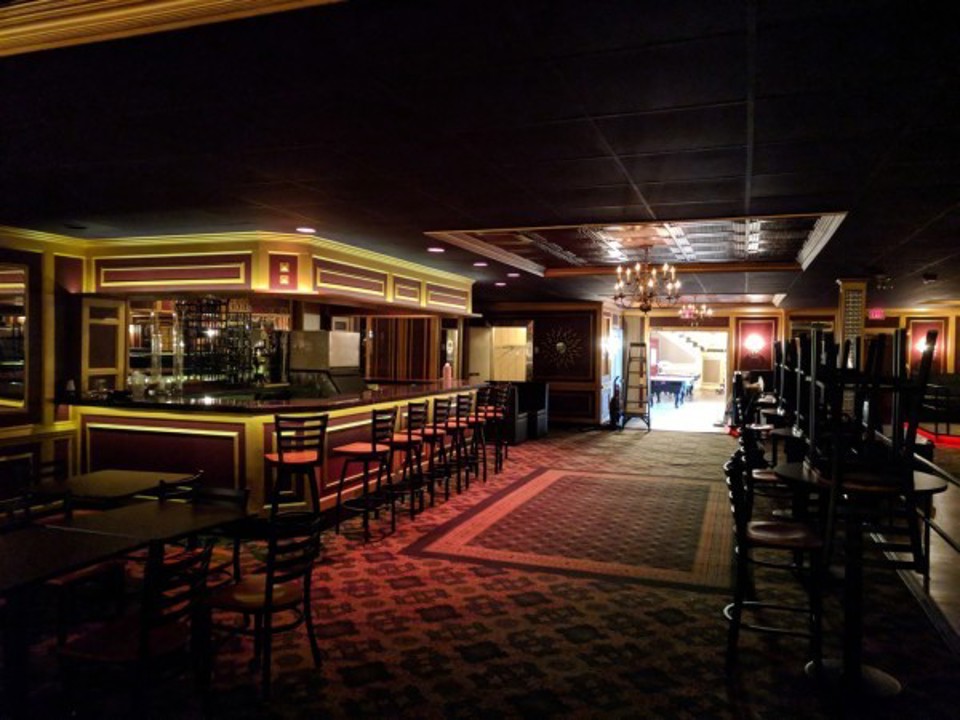 Long bar and seating area