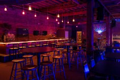 Bar interior with tables and stools in Cleveland, Ohio