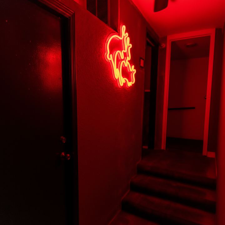 Red-lit hallway