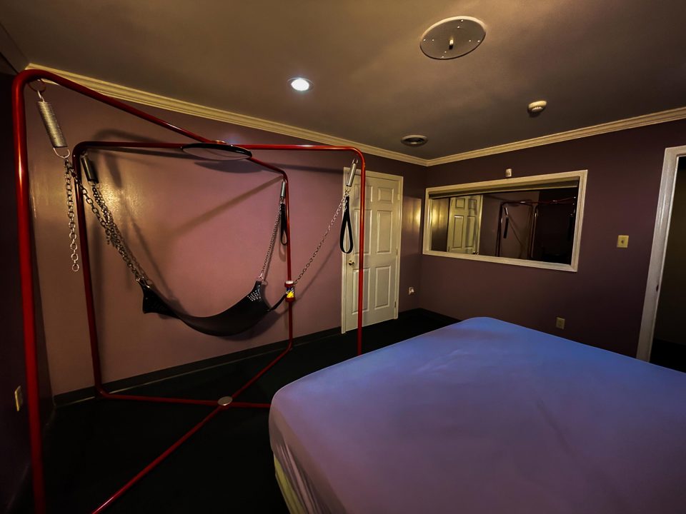 Private play room with swing and bed